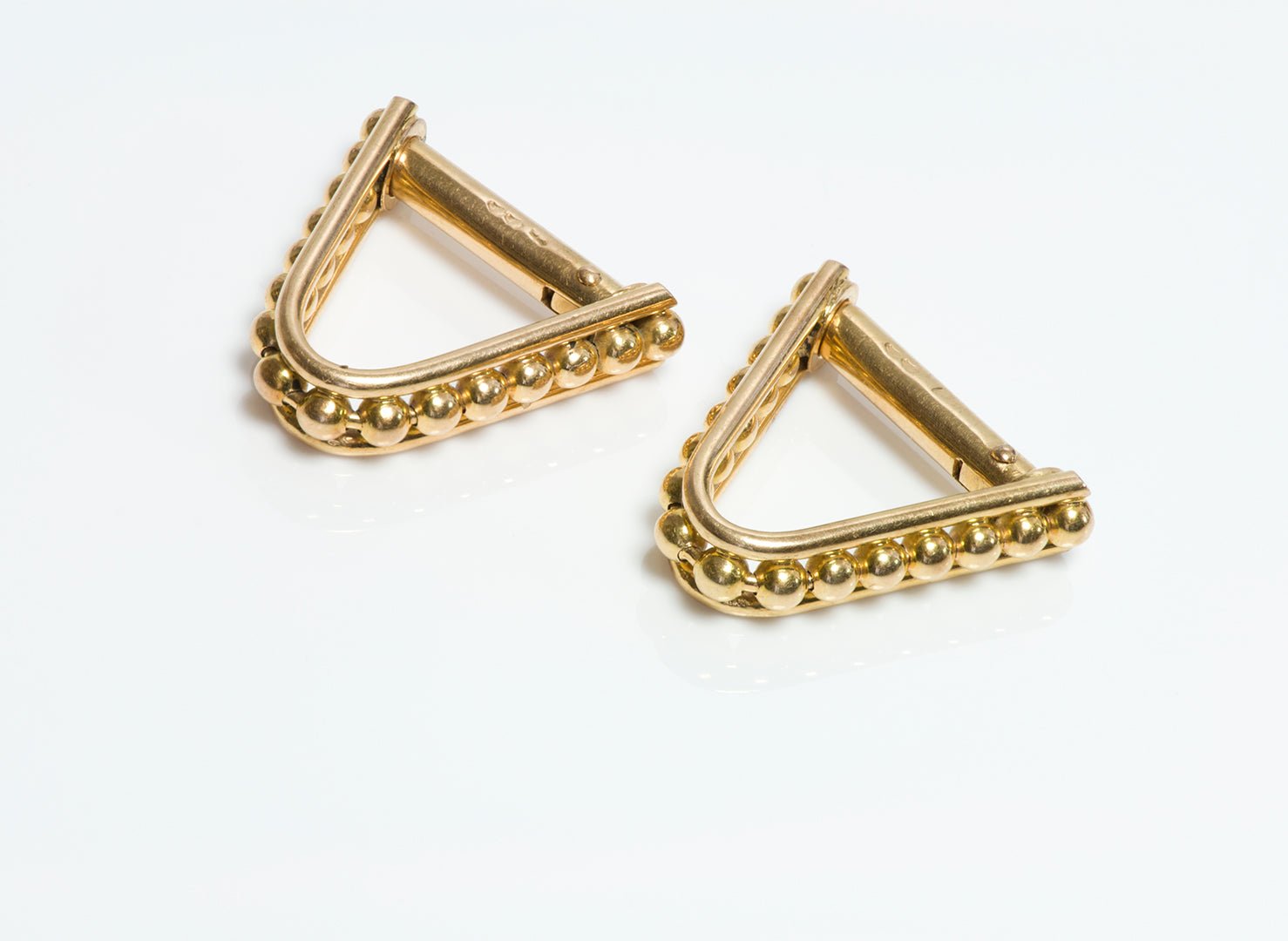 Vintage French 18K Gold Beaded Stirrup Cufflinks
