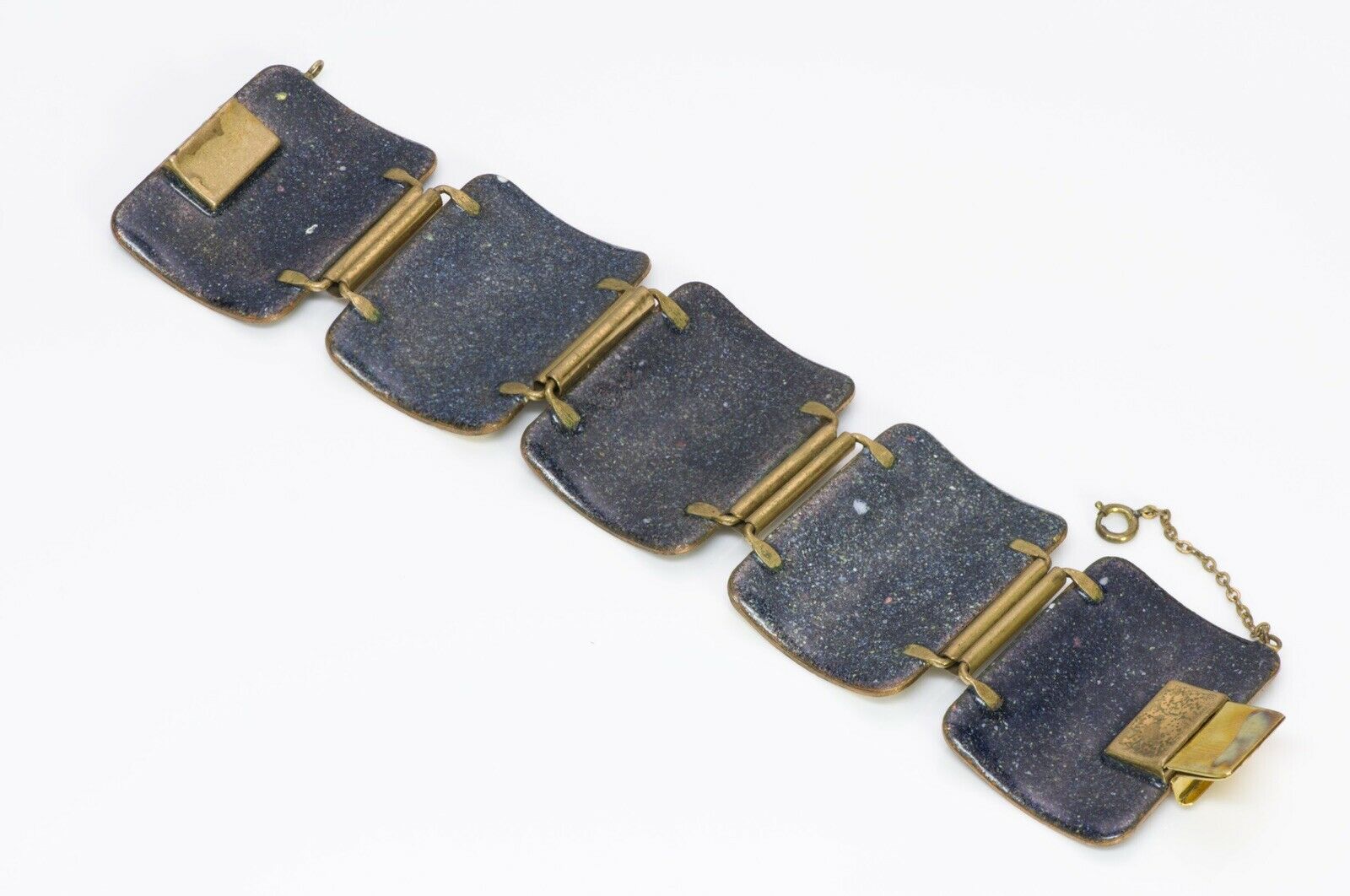 Vintage French 1940’s Enamel Cats Wide Bracelet