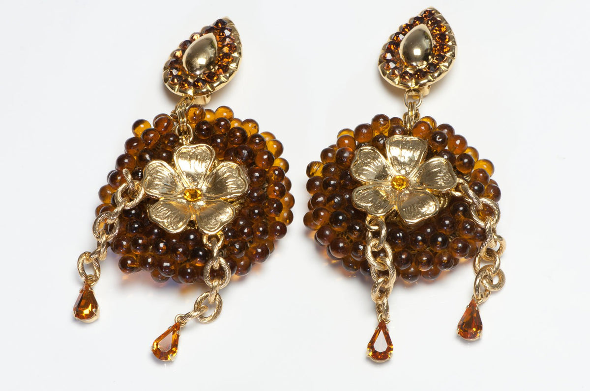 Boucles D'oreilles Vintage En Galalithe Marron Marbré - Métal Argenté, Clous, Style Fantaisie