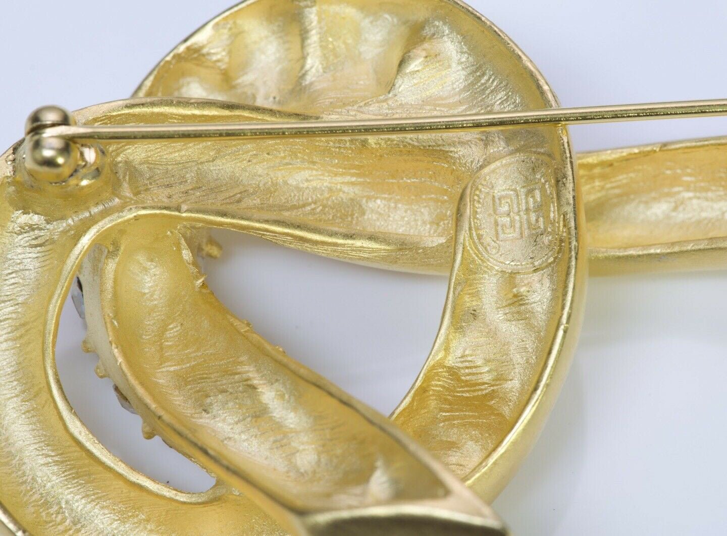 Vintage GIVENCHY Gold Tone Crystal Knot Brooch