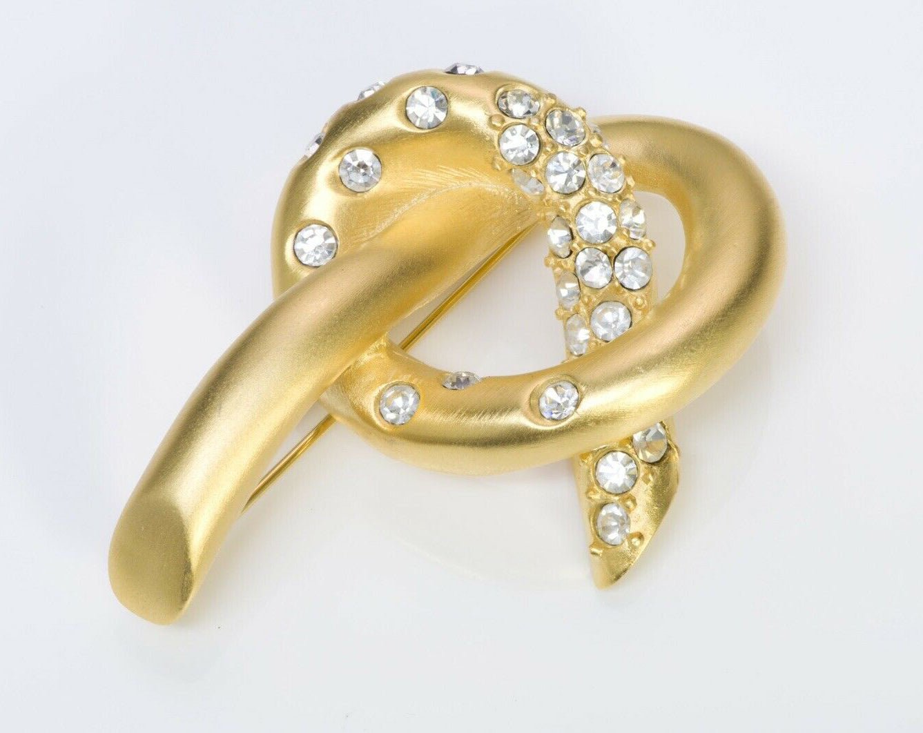 Vintage GIVENCHY Gold Tone Crystal Knot Brooch