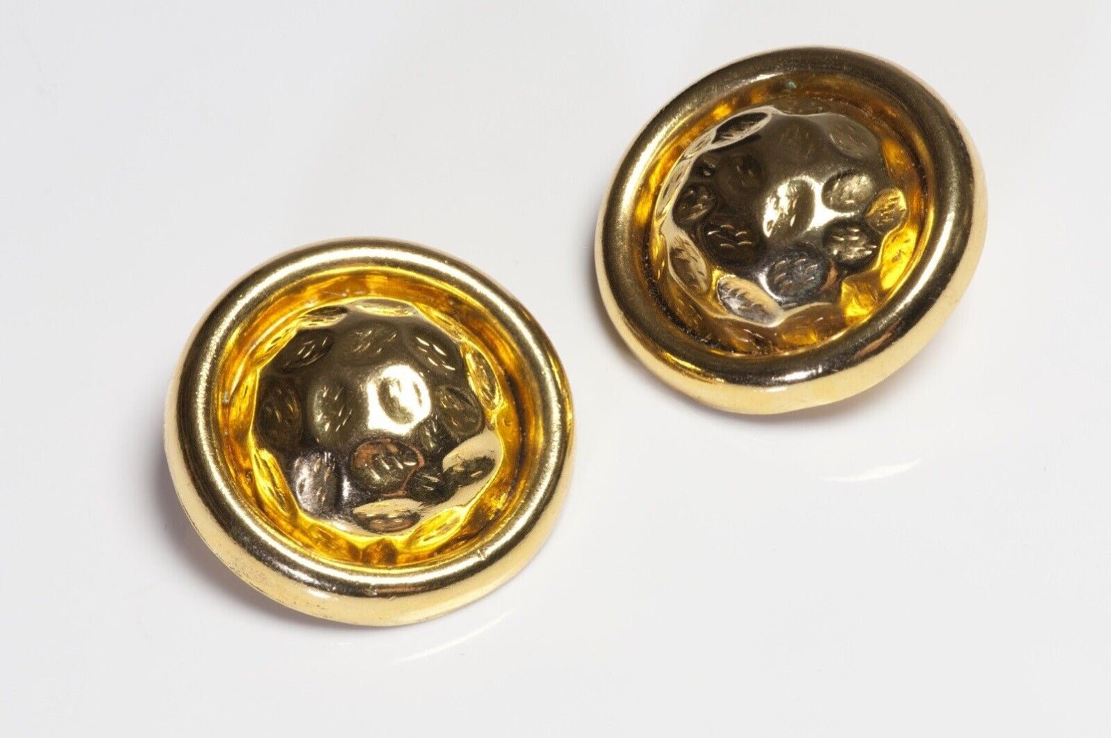 Vintage Givenchy Paris Couture Hammered Dome Earrings