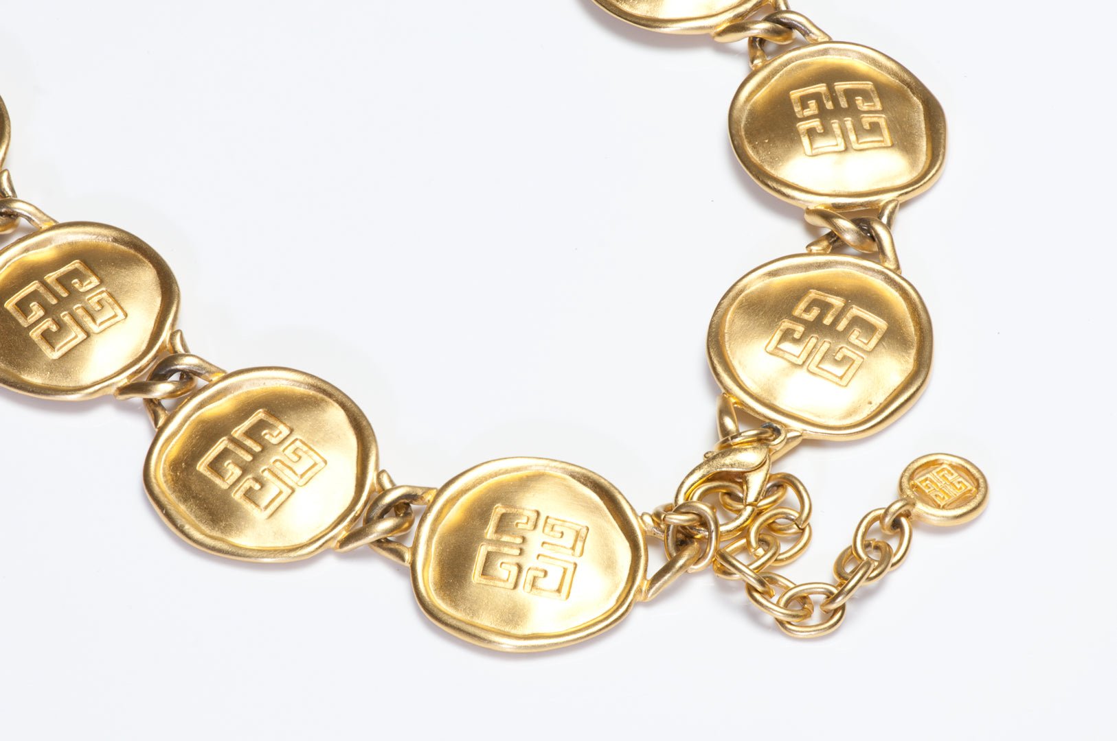 Vintage Givenchy Paris Gold Plated Logo Coin Necklace