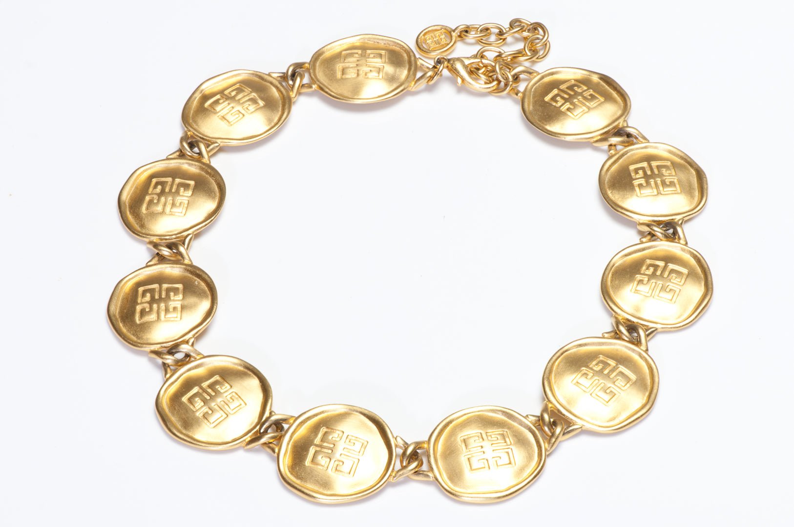 Vintage Givenchy Paris Gold Plated Logo Coin Necklace