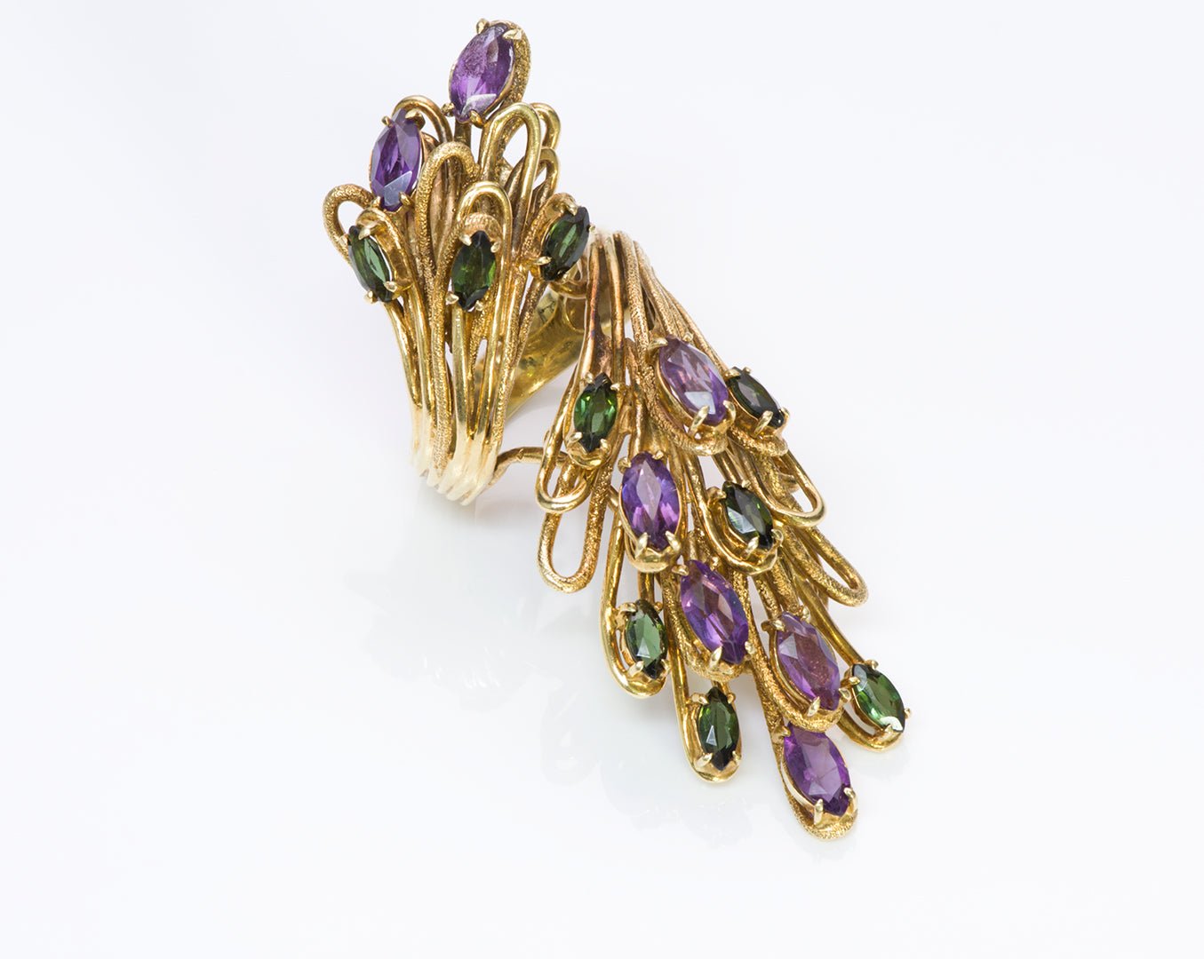 Vintage Gold Amethyst & Tourmaline Ring