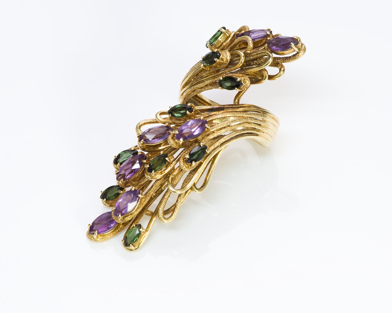 Vintage Gold Amethyst & Tourmaline Ring