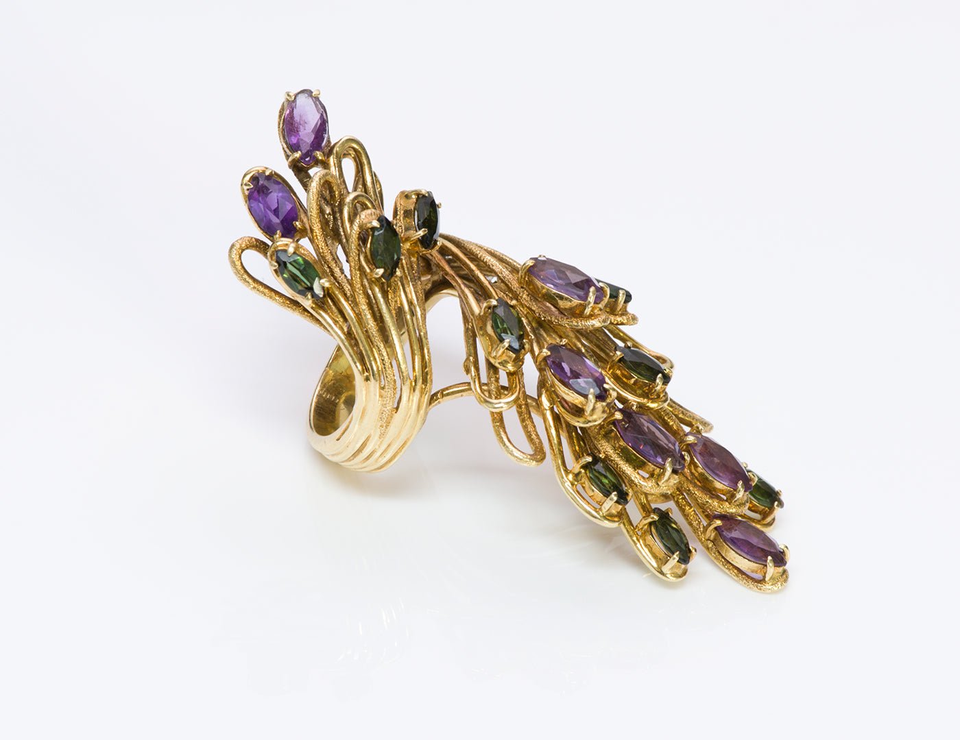 Vintage Gold Amethyst & Tourmaline Ring