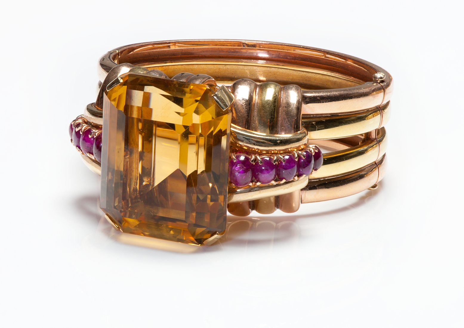 Vintage Gold Citrine Ruby Bracelet