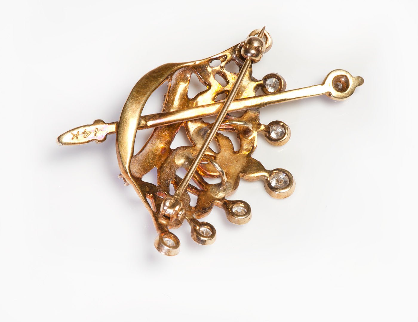 Vintage Gold Diamond Crown Brooch