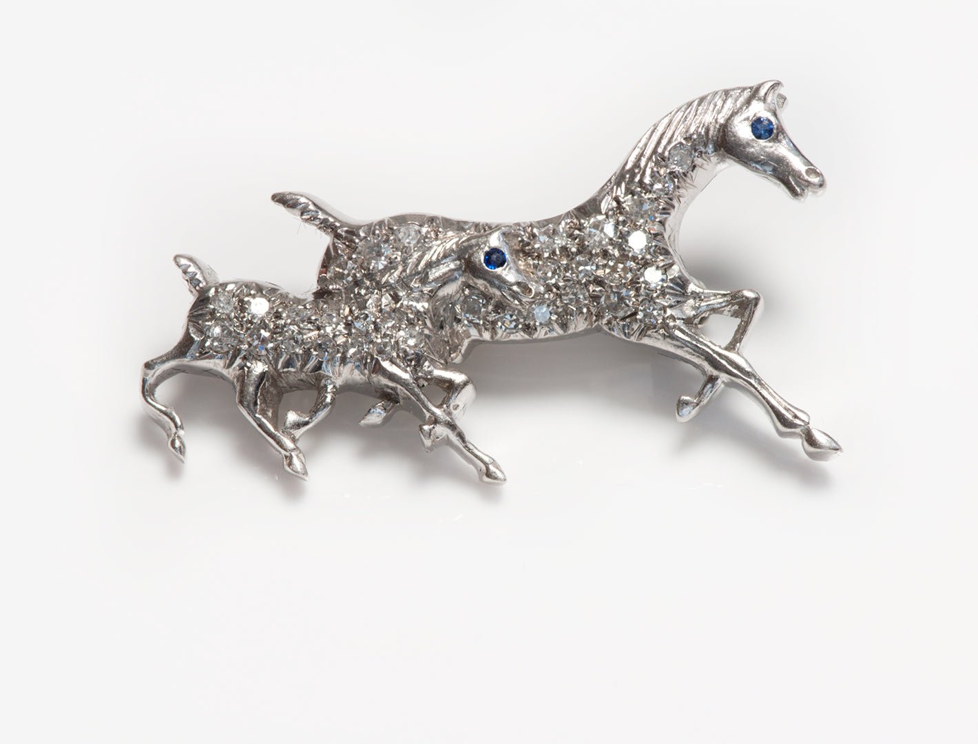 Vintage Gold Diamond Horse Brooch
