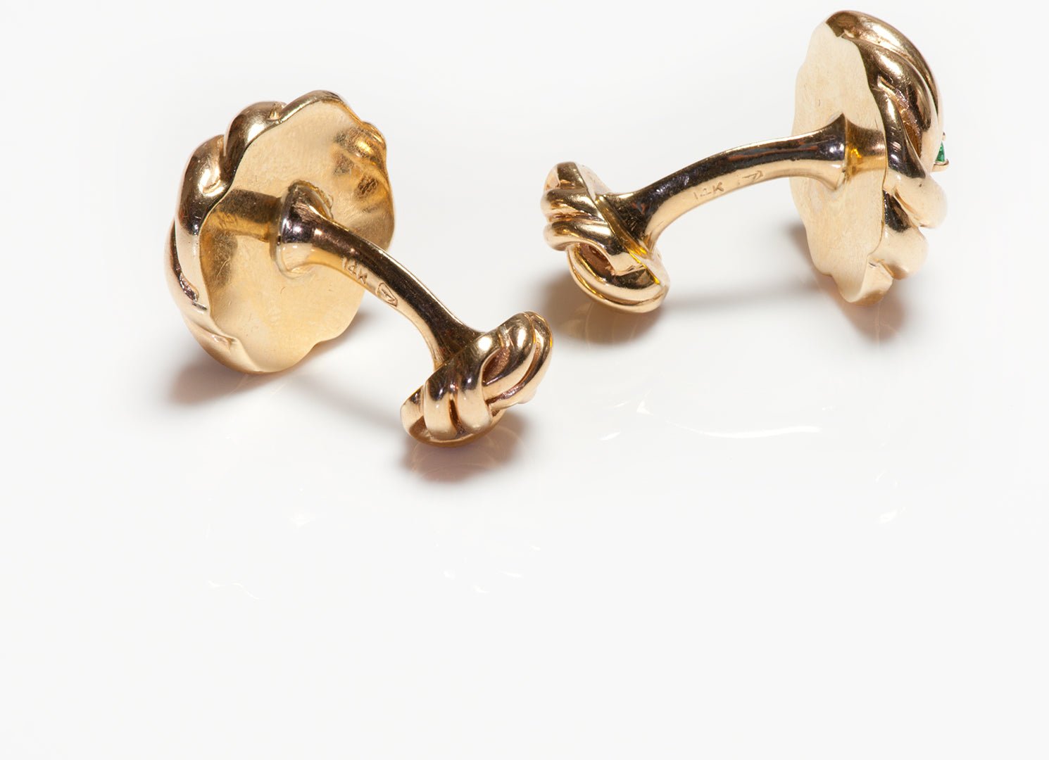 Vintage Gold Emerald Celtic Knot Cufflinks