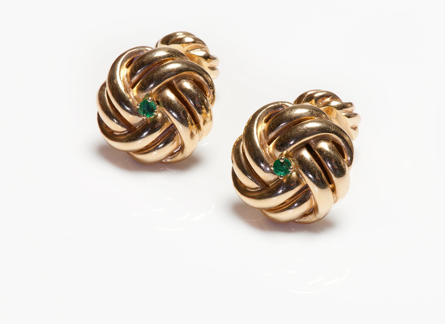Vintage Gold Emerald Celtic Knot Cufflinks