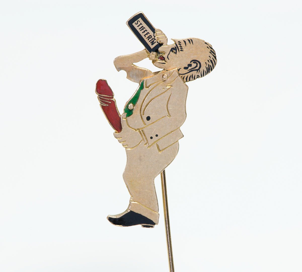 Vintage Gold Enamel Naughty Erotic Mechanical Stick Pin