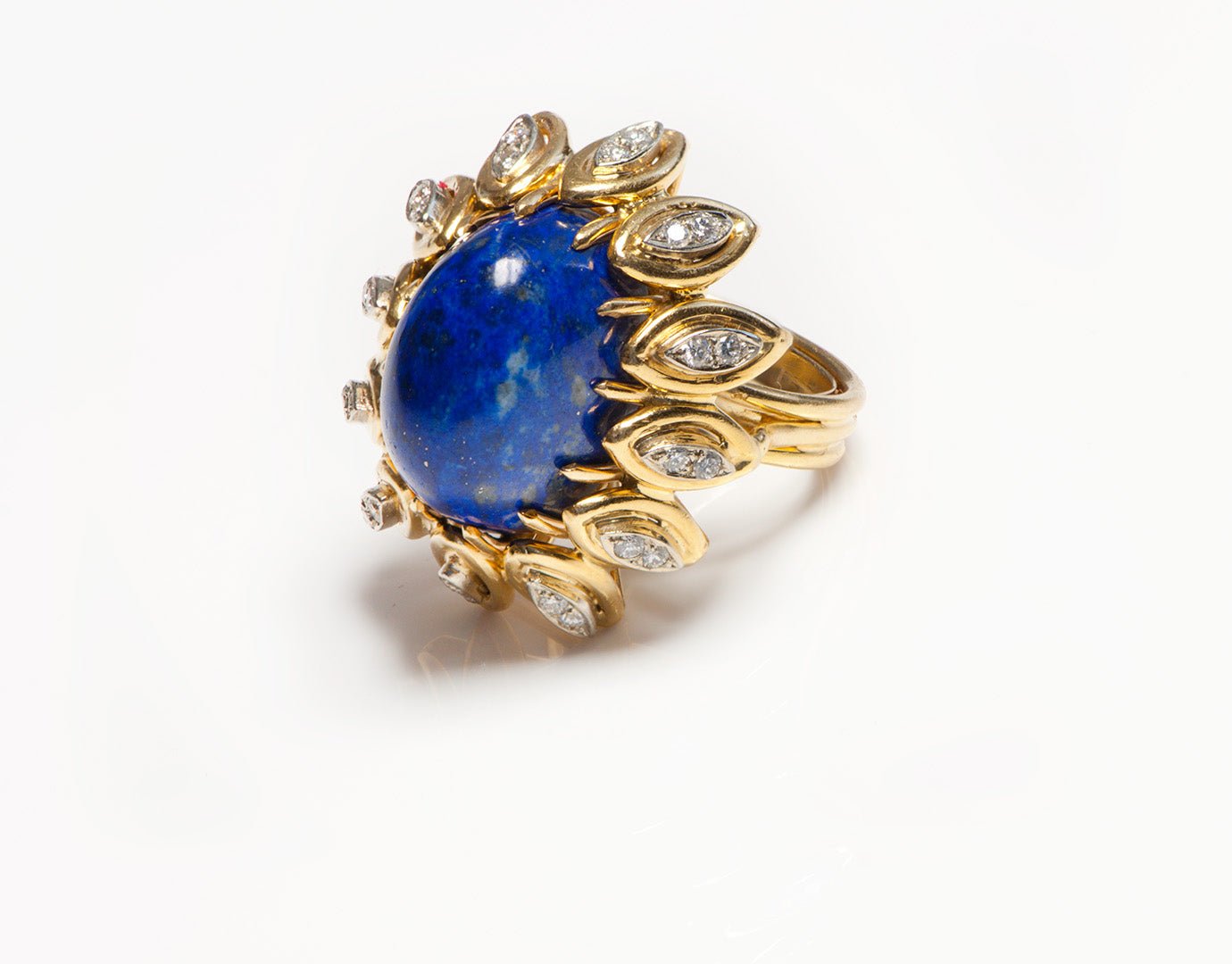 Vintage Gold Lapis Diamond Ring