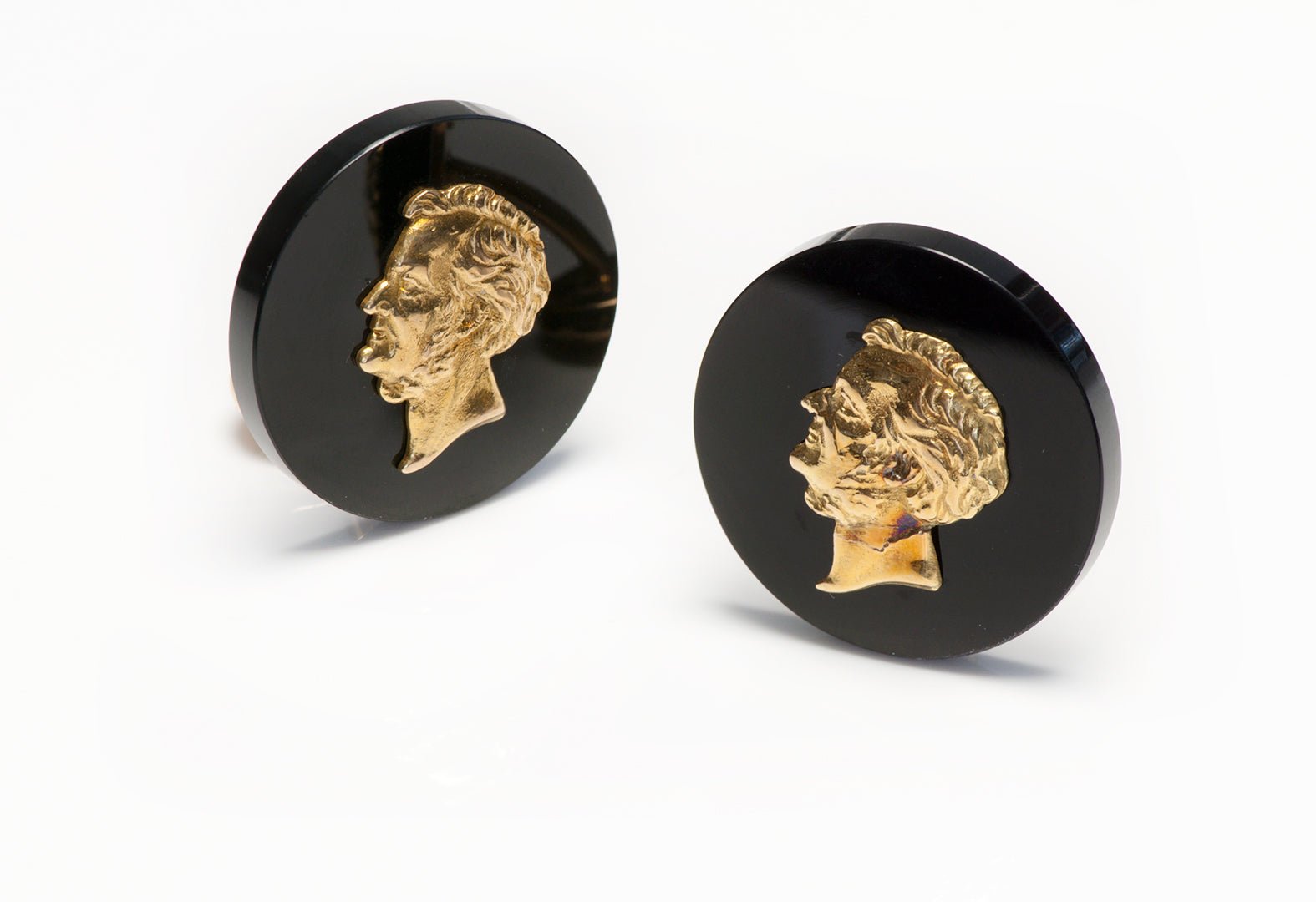 Vintage Gold Onyx Large Cufflinks "Abraham Lincoln"
