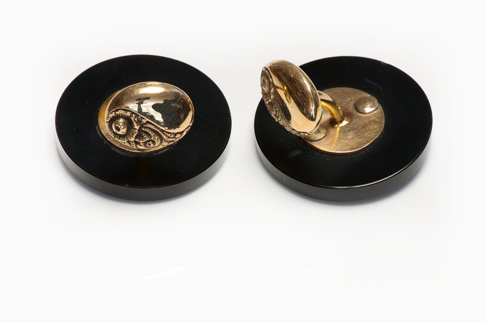 Vintage Gold Onyx Large Cufflinks "Abraham Lincoln"
