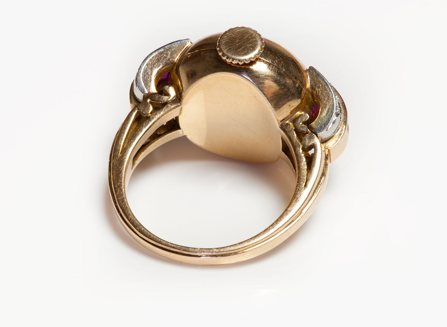Vintage Gold Ruby Diamond Watch Ring