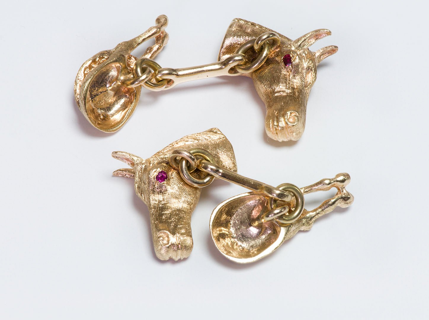 Vintage Gold Ruby Horse Cufflinks