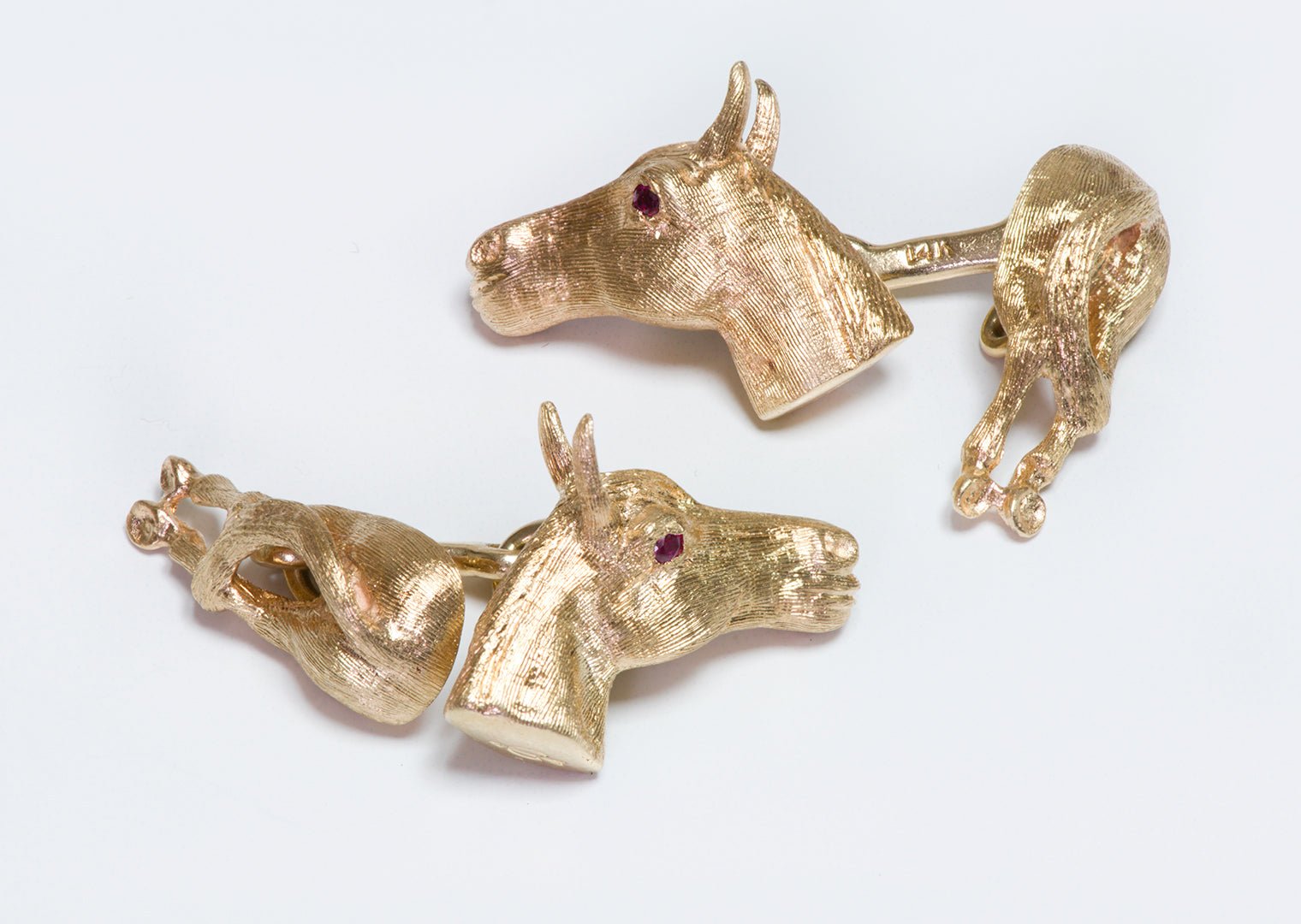 Vintage Gold Ruby Horse Cufflinks