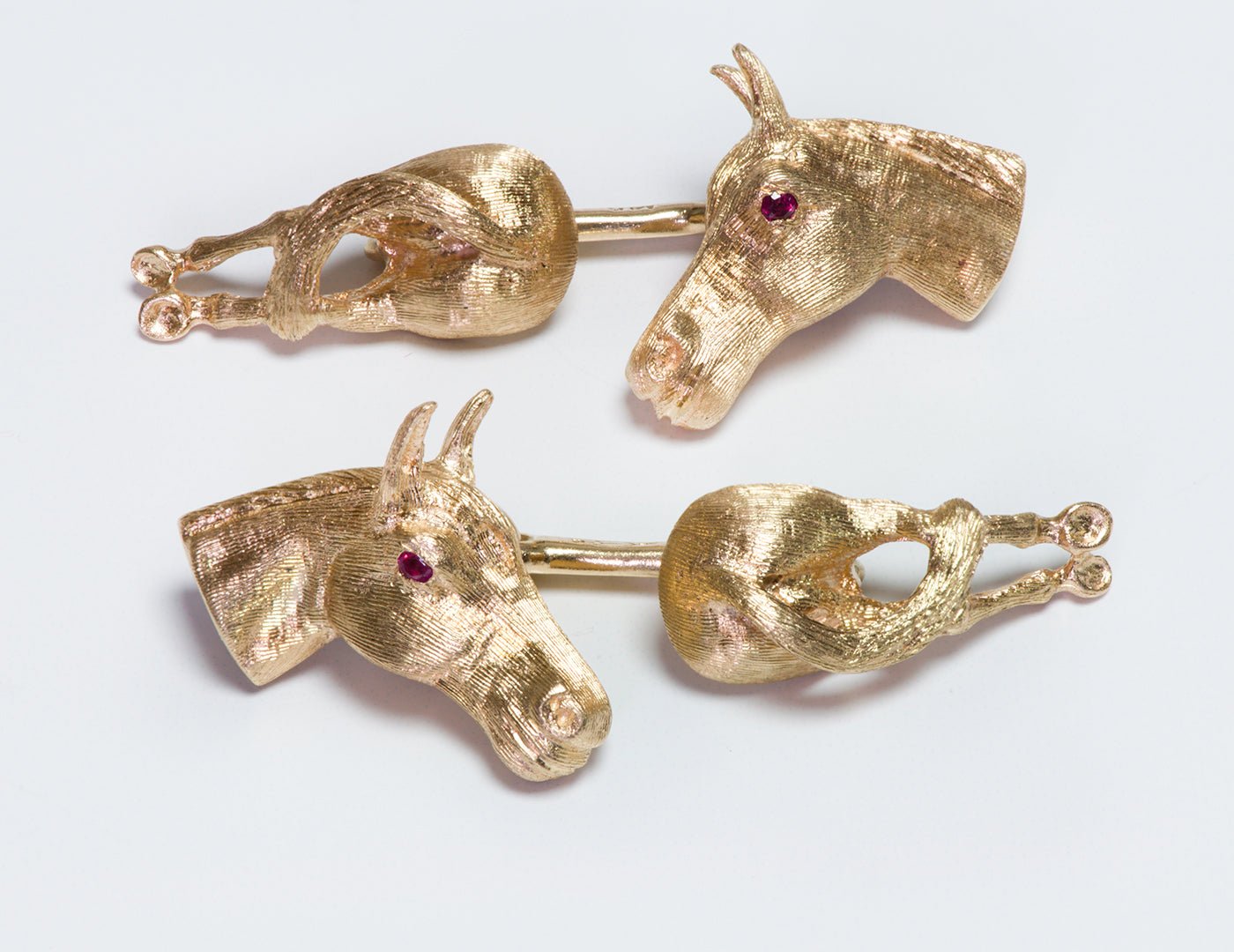 Vintage Gold Ruby Horse Cufflinks