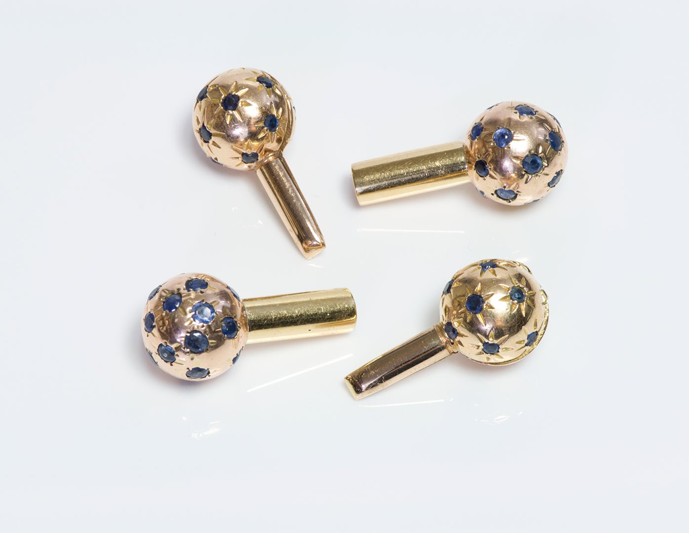 Vintage Gold Sapphire Barbell Cufflinks