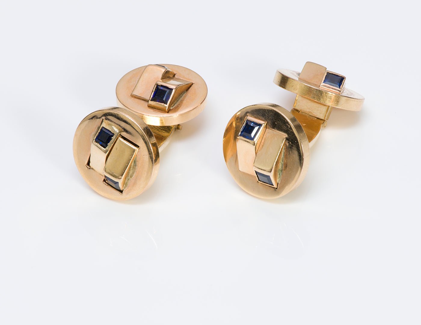 Vintage Gold Sapphire Double Sided Cufflinks