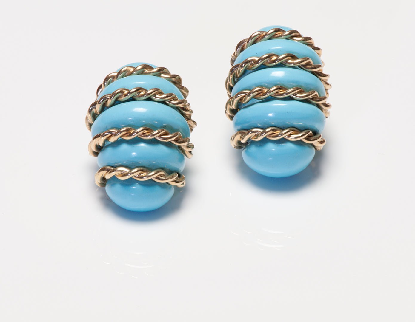 Vintage Gold Turquoise "Shrimp" Earrings