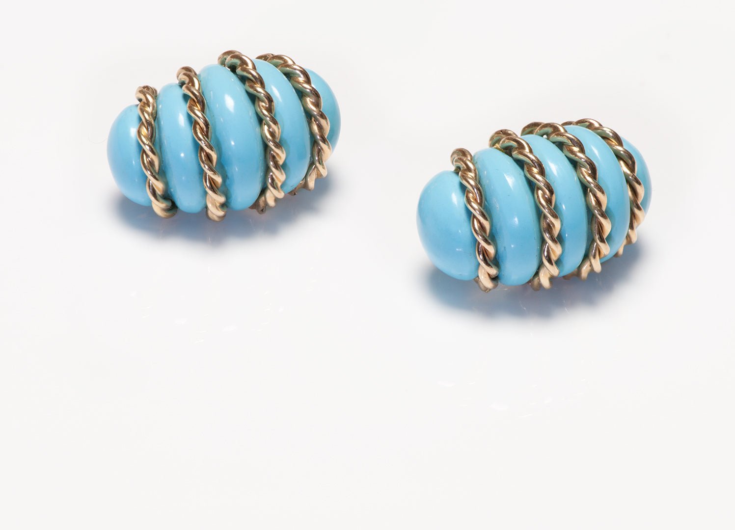 Vintage Gold Turquoise "Shrimp" Earrings