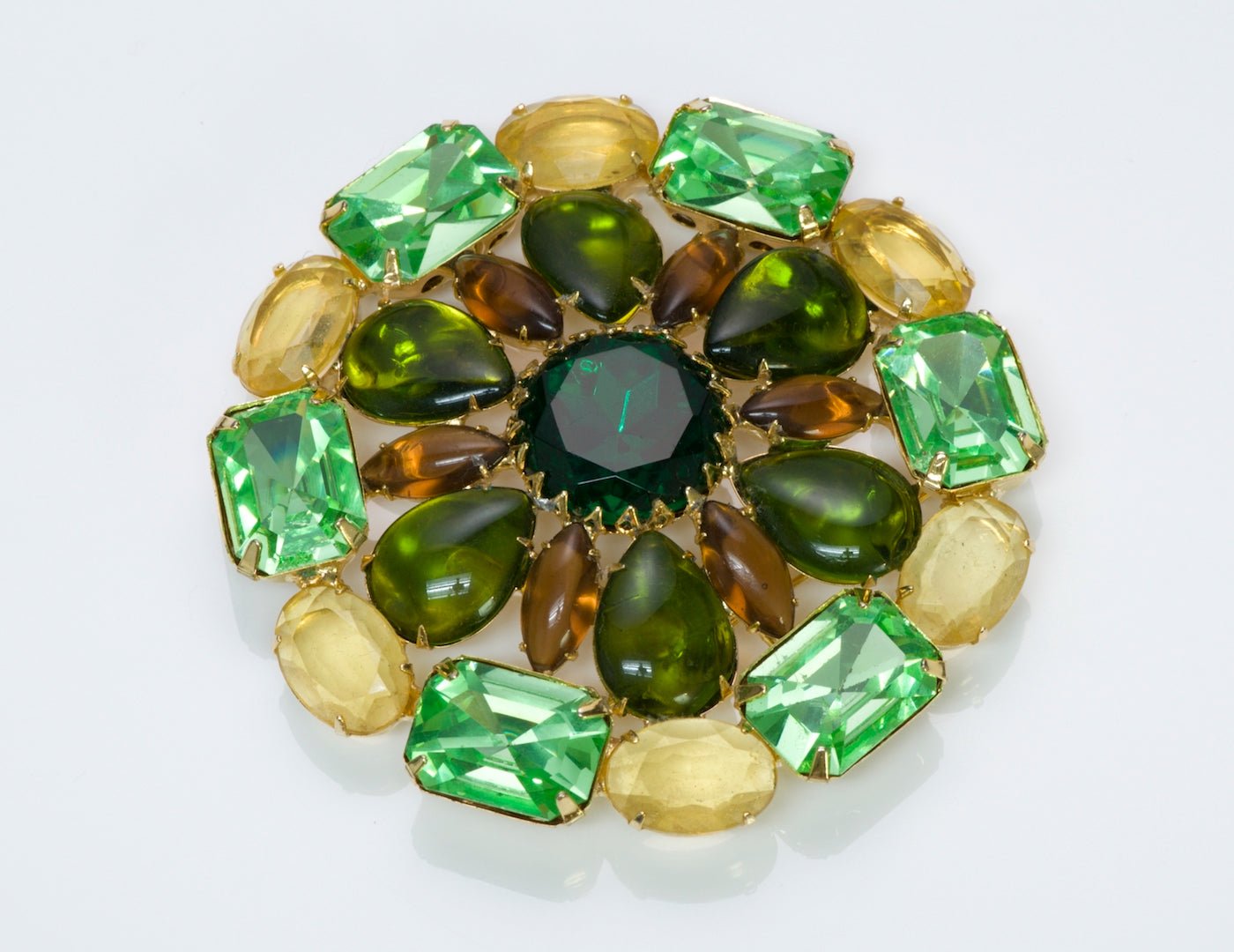 Vintage Green Crystal Brooch