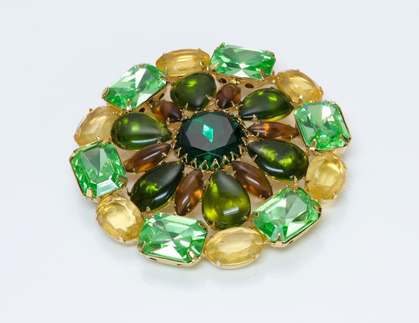 Vintage Green Crystal Brooch