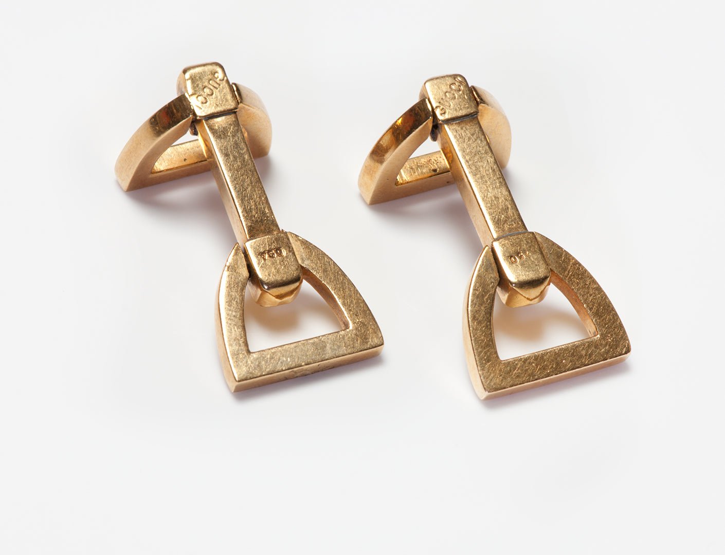 Vintage Gucci 18K Yellow Gold Stirrup Cufflinks