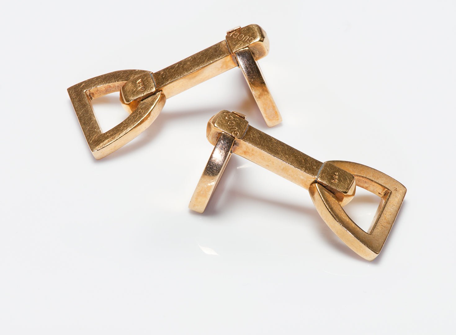 Vintage Gucci 18K Yellow Gold Stirrup Cufflinks