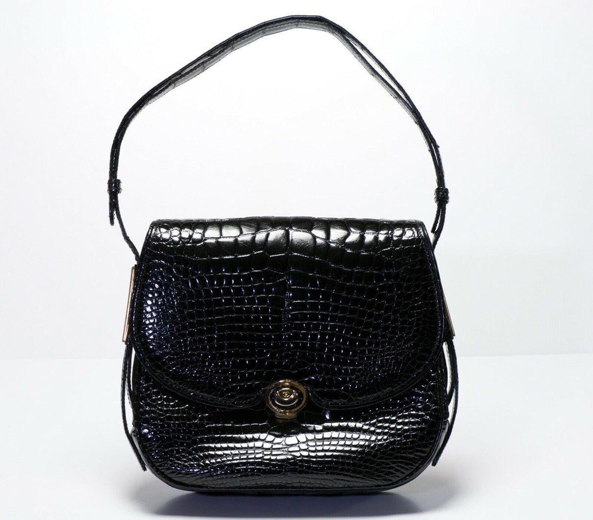 Vintage GUCCI Black Crocodile Flap Women’s Shoulder Bag