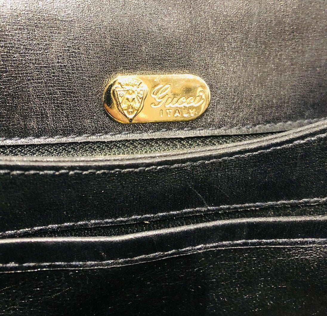 Vintage GUCCI Black Crocodile Flap Women’s Shoulder Bag