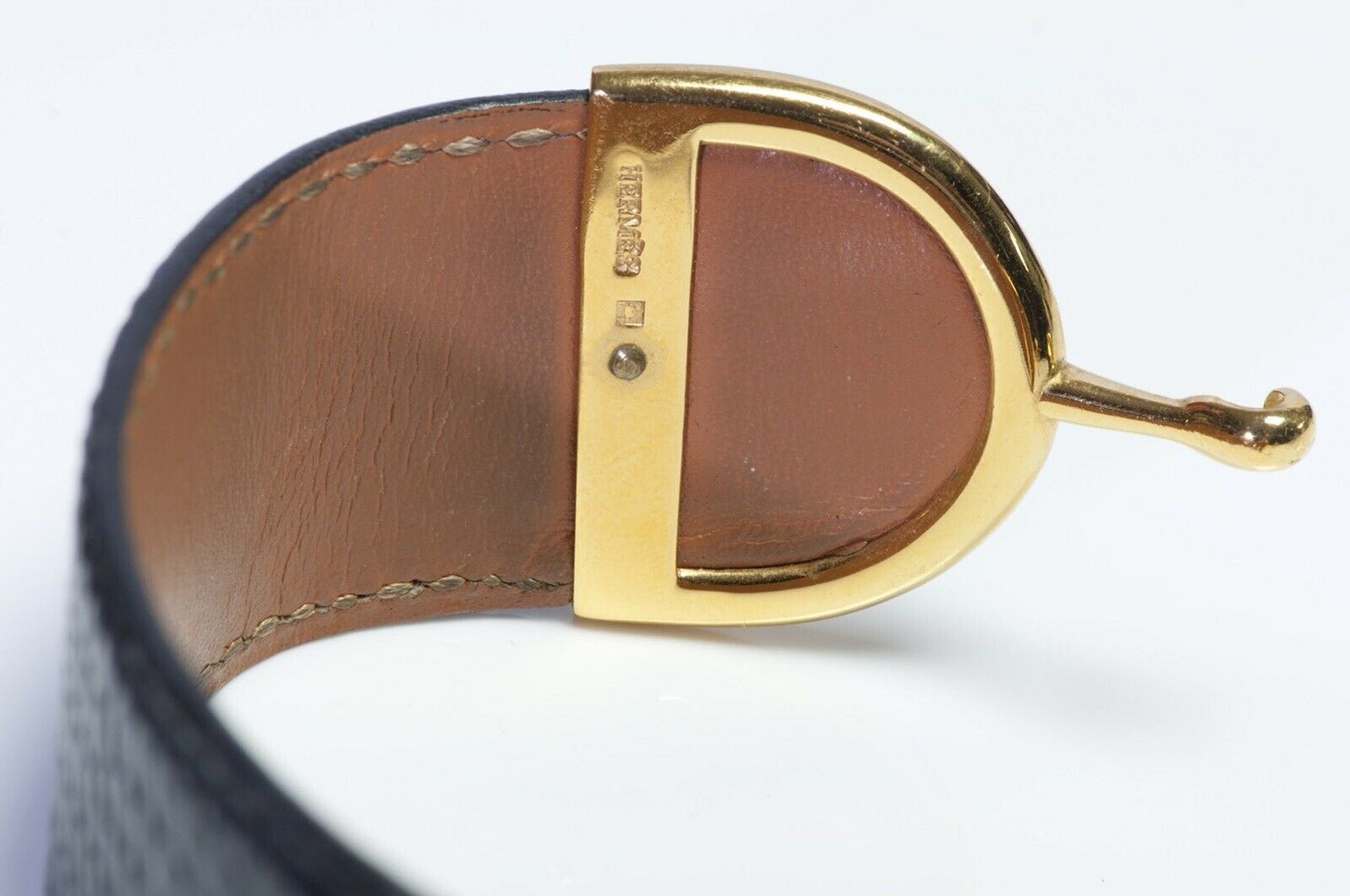 Vintage HERMES Paris Deux Eperons Black Lizard Bracelet
