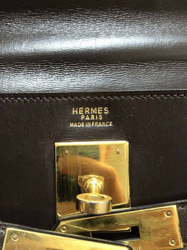Vintage HERMES Paris Kelly Sellier 32 Brown Leather Women’s Bag