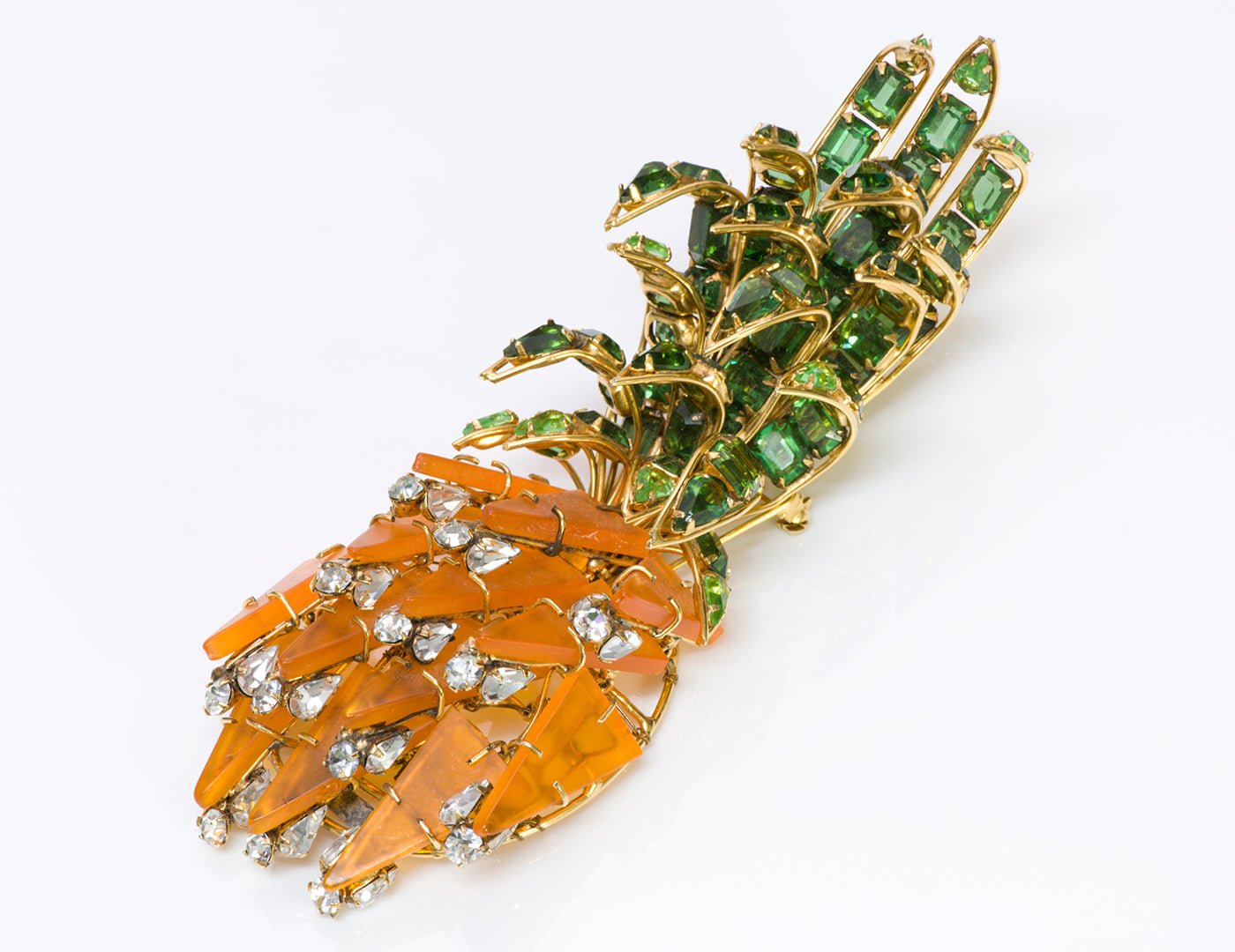 Vintage Iradj Moini Crystal Pineapple Pin Brooch
