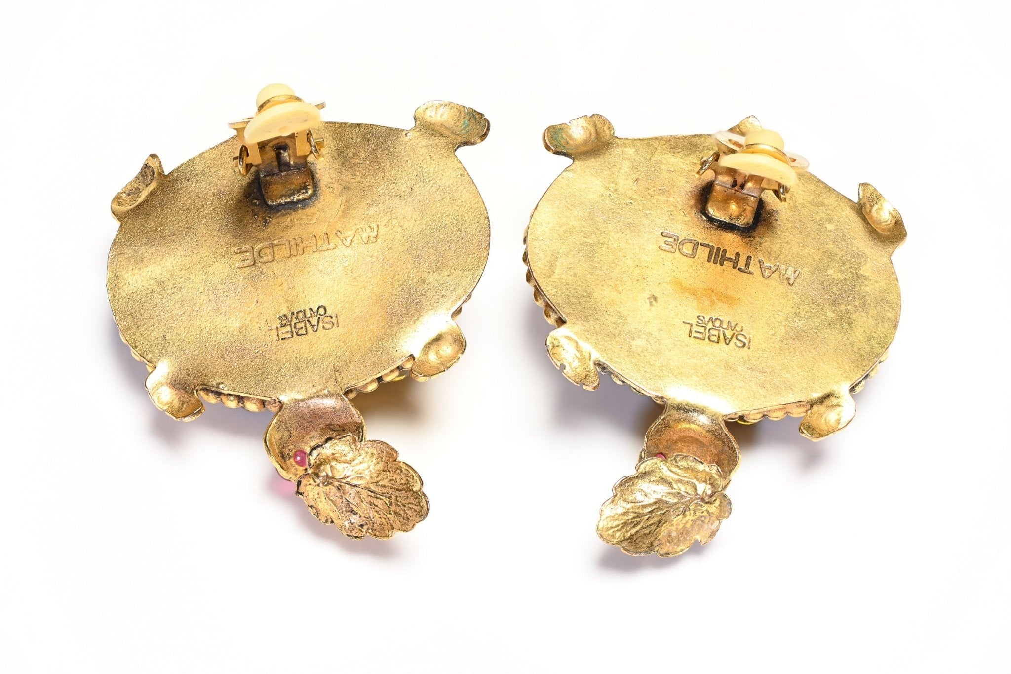 Vintage Isabel Canovas Paris Mathilde Gripoix Purple Glass Turtle Earrings