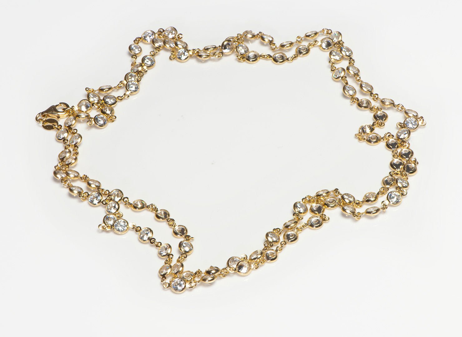 Vintage Italian Sterling Silver Crystal Chain Necklace