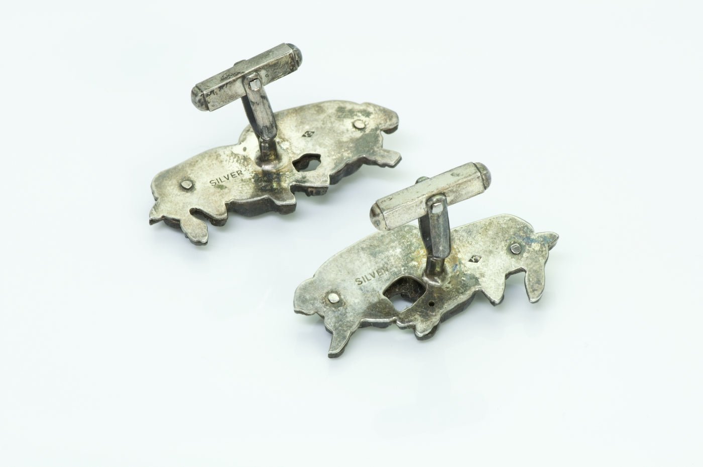 Vintage Japanese Silver Bull Cufflinks