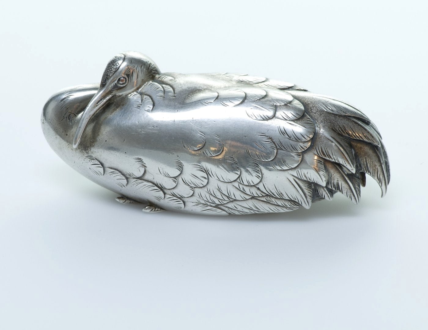 Vintage Japanese Silver Crane Bird