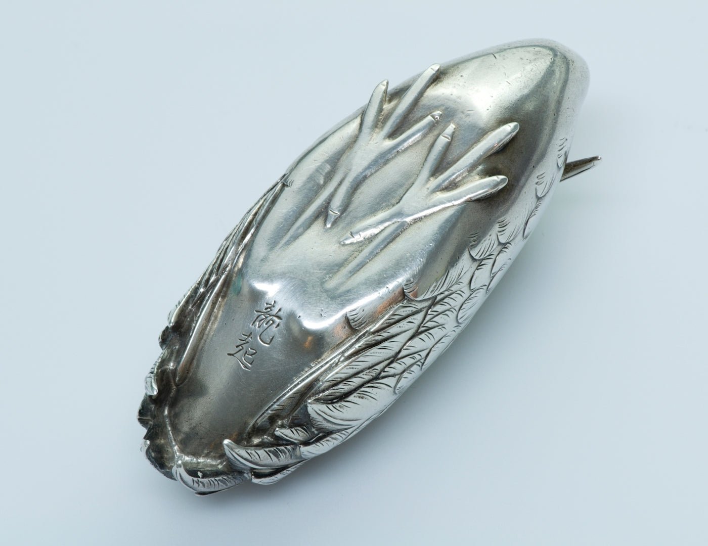 Vintage Japanese Silver Crane Bird