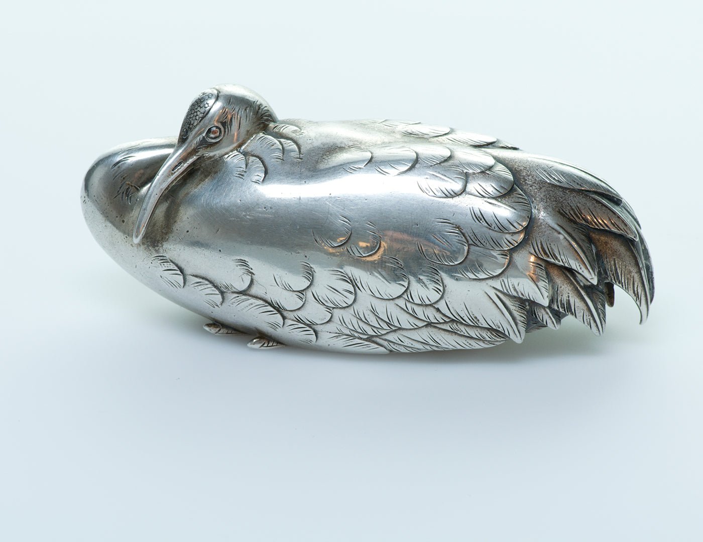 Vintage Japanese Silver Crane Bird