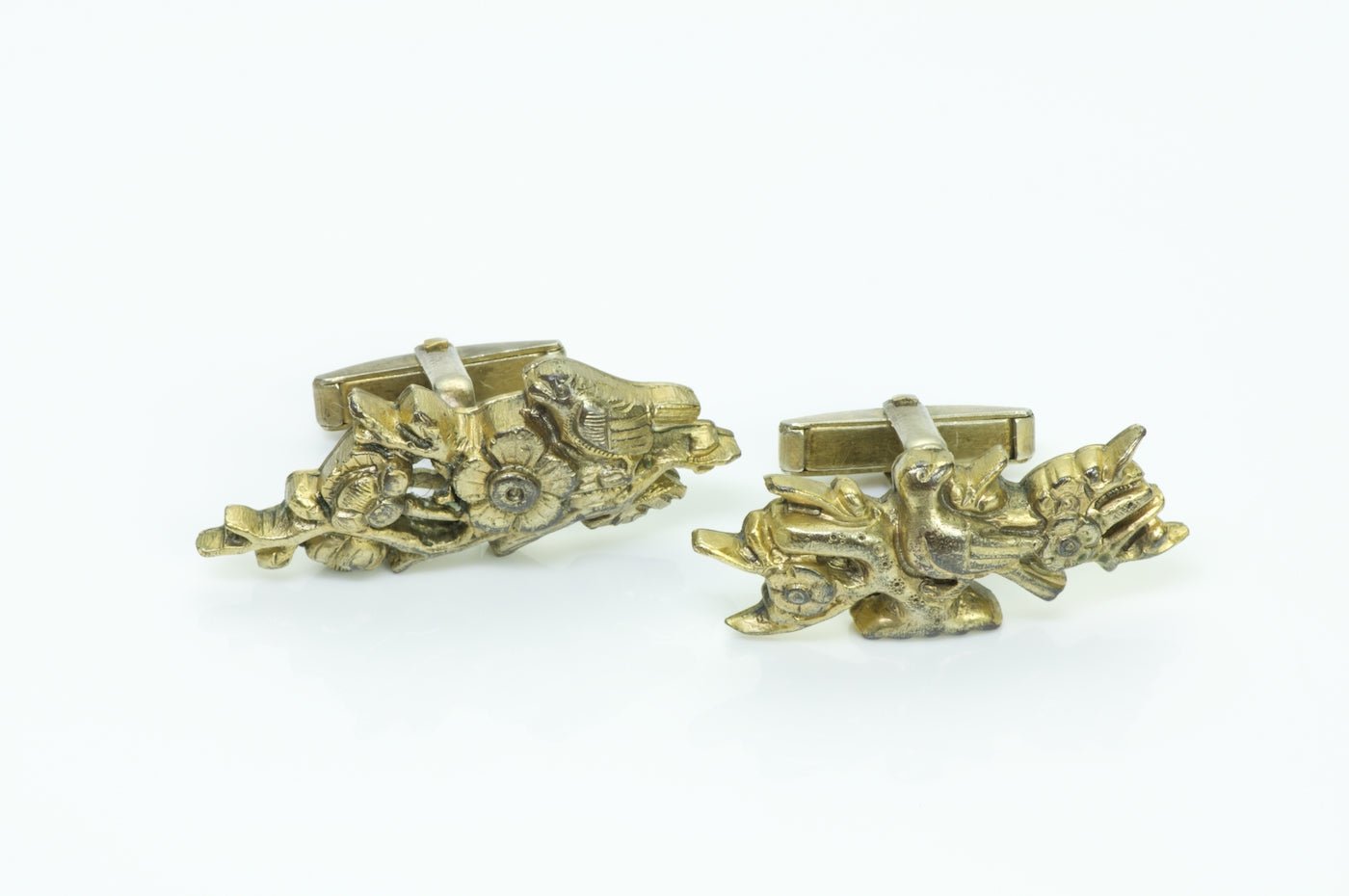 Vintage Japanese Silver Floral Cufflinks