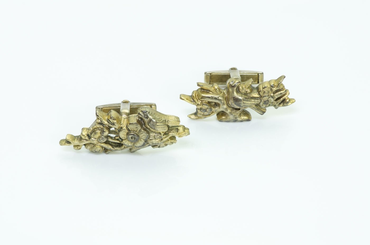 Vintage Japanese Silver Floral Cufflinks