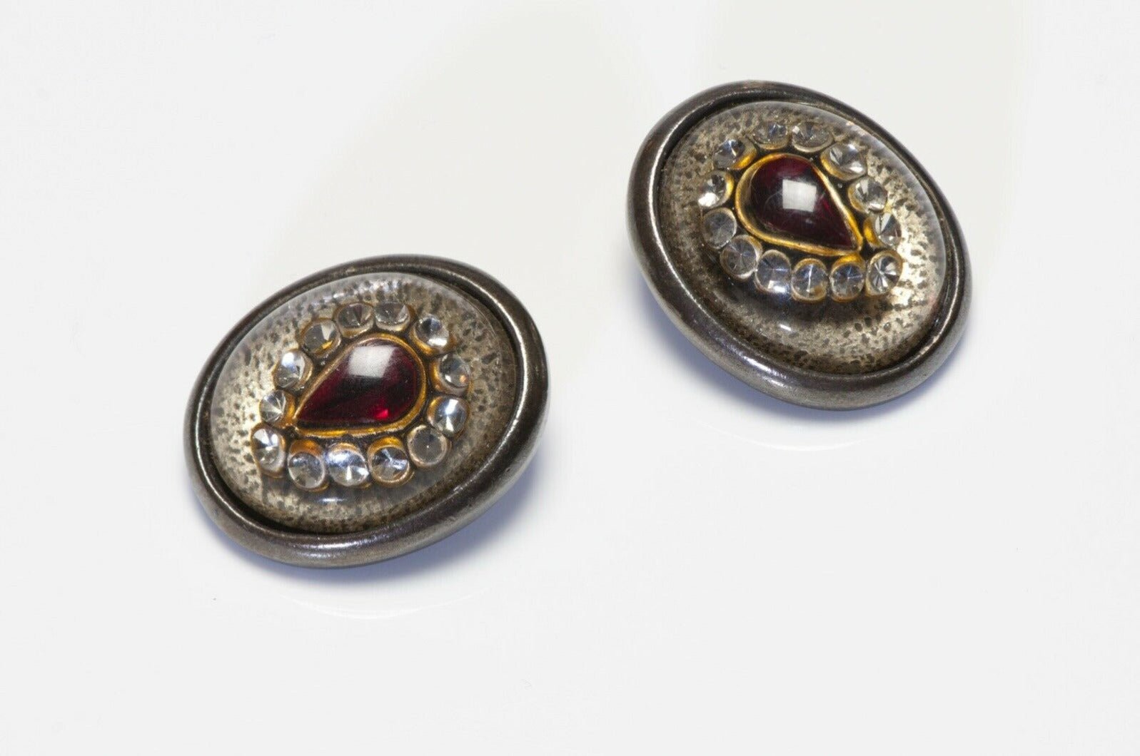 Vintage Jean Paul Gaultier Red Crystal Lucite Earrings
