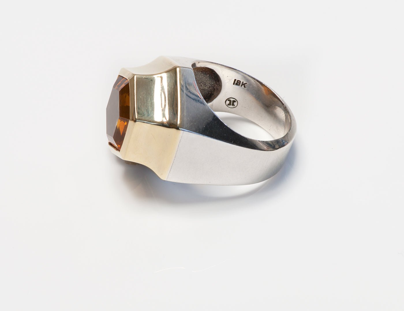 Vintage JL Citrine 18K Yellow Gold & Sterling Silver Ring Earrings