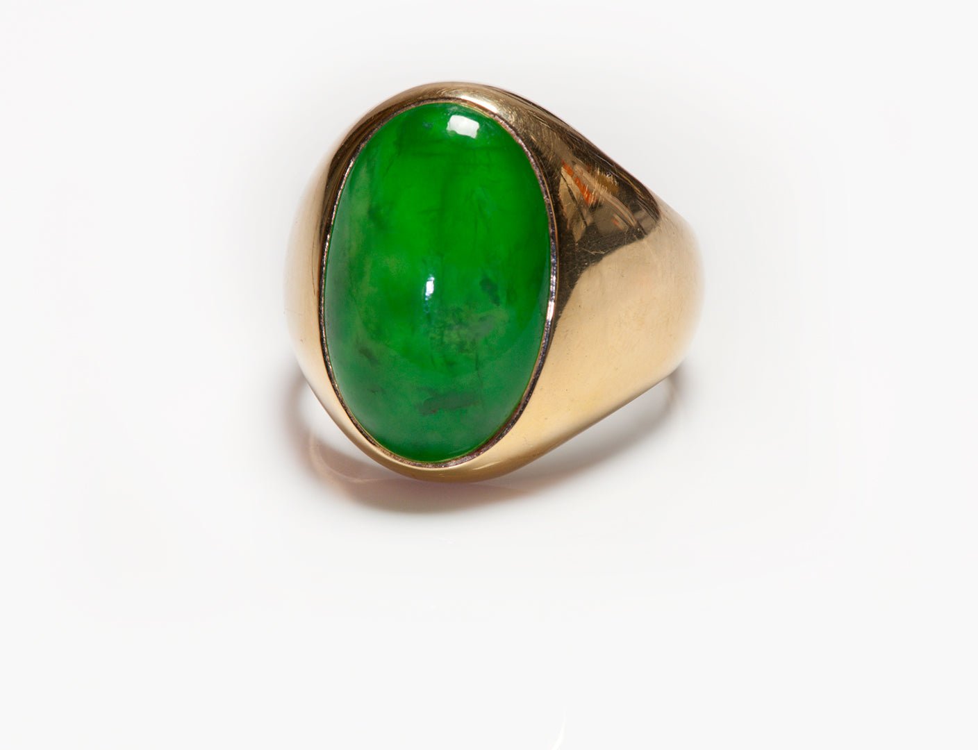 Vintage Joseph Merrin 18K Gold Jade Men's Ring