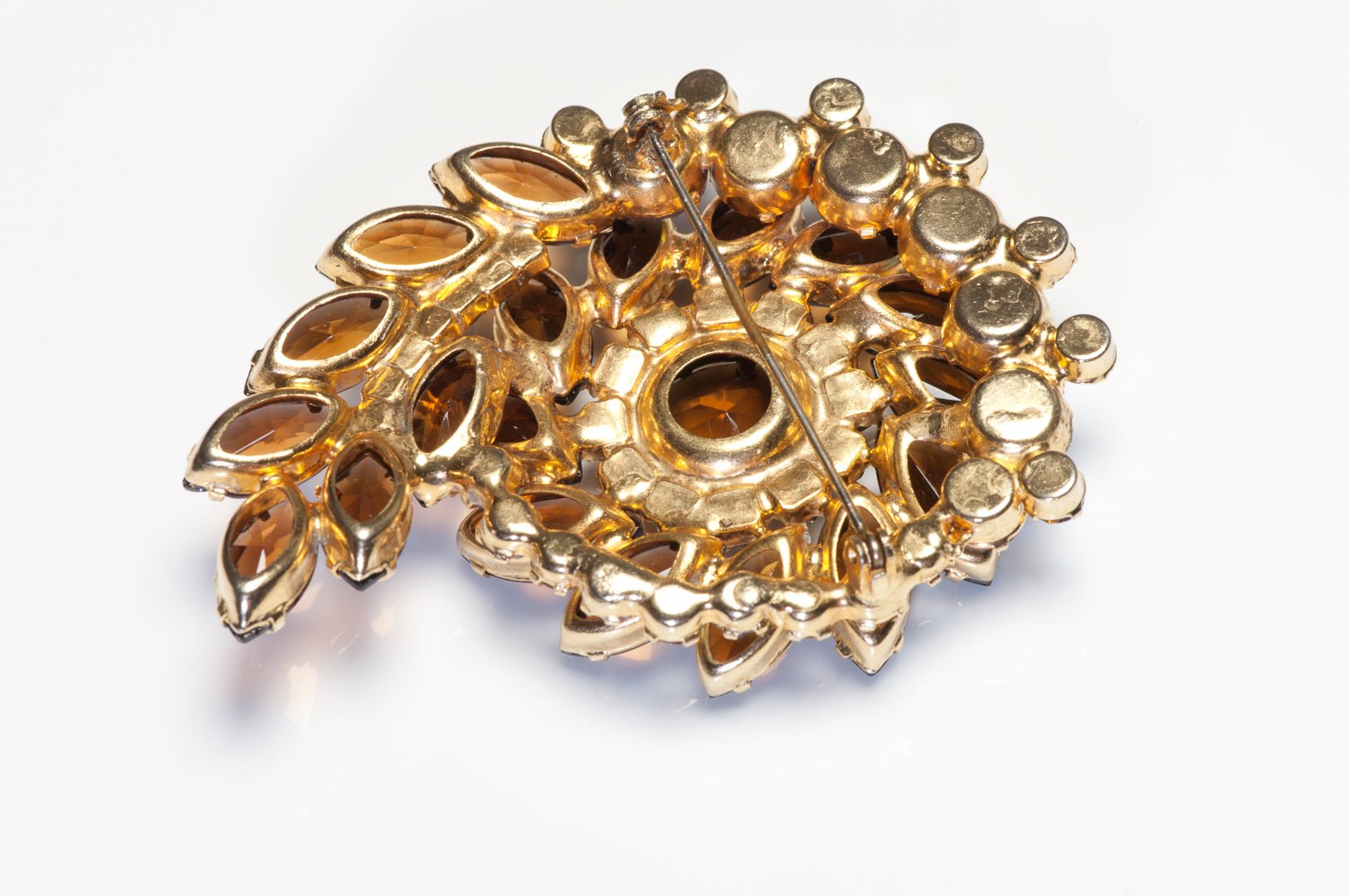Vintage Juliana Brown Aurora Borealis Crystal Flower Brooch