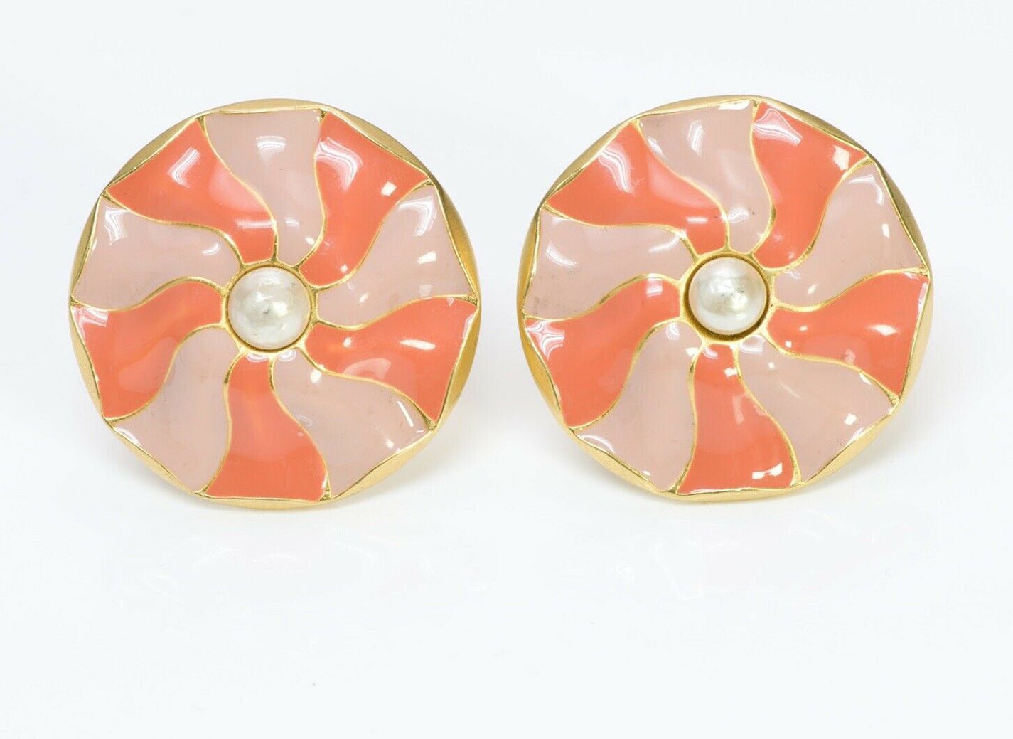 Vintage Karl Lagerfeld Paris Enamel Pearl Earrings